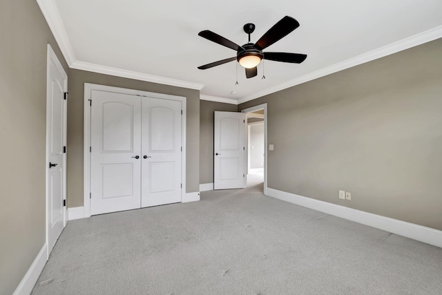 2821 Brentwood Knoll Ct, Nashville, TN 37211 - unfurnished bedroom with baseboards, carpet flooring, crown molding, a closet, and a ceiling fan