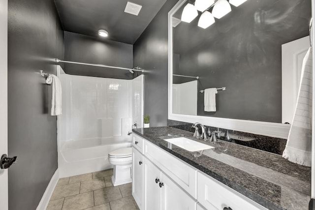 2821 Brentwood Knoll Ct, Nashville, TN 37211 - bathroom with vanity, toilet, baseboards, shower / bath combination, and tile patterned floors