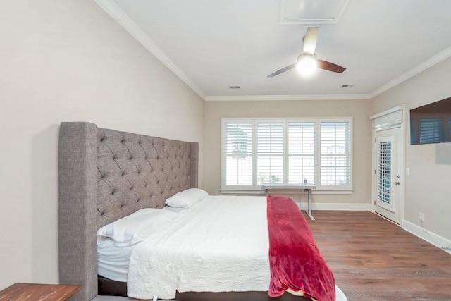 1007 State Blvd, Franklin, TN 37064 - bedroom with wood finished floors, crown molding, a ceiling fan, and baseboards