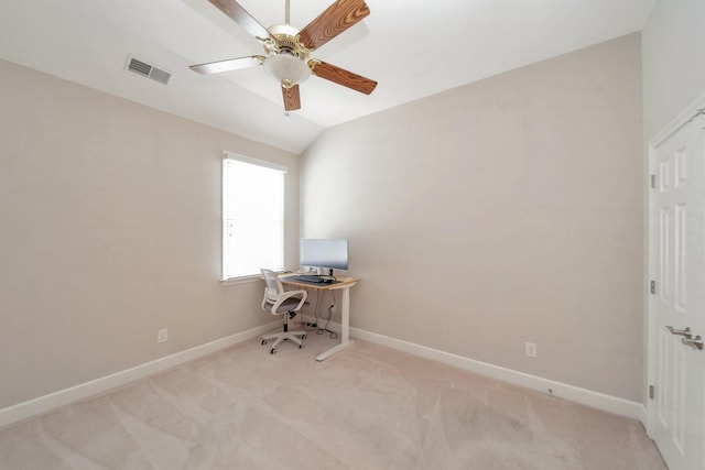 1007 State Blvd, Franklin, TN 37064 - unfurnished office with baseboards, light carpet, a ceiling fan, and lofted ceiling