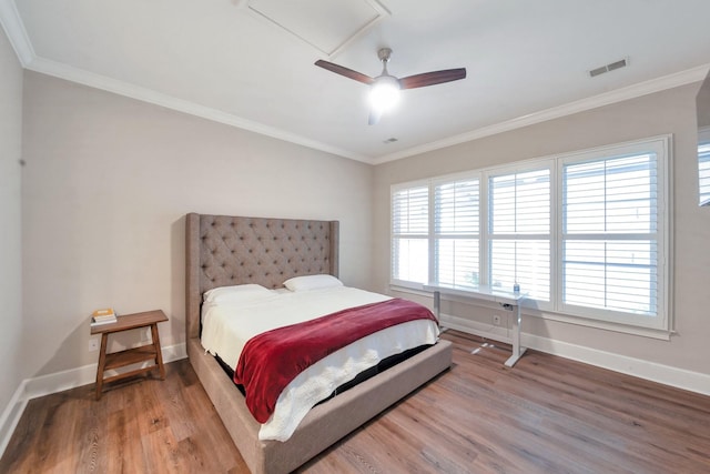 1007 State Blvd, Franklin, TN 37064 - bedroom featuring wood finished floors, baseboards, ornamental molding, and a ceiling fan