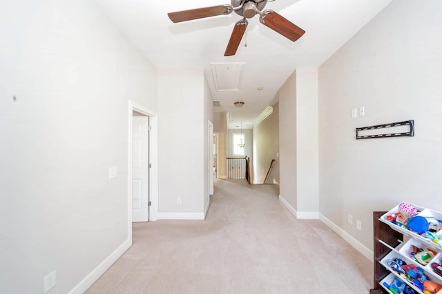 1007 State Blvd, Franklin, TN 37064 - hallway with attic access, light colored carpet, an upstairs landing, and baseboards