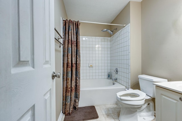 2962 Baby Ruth Ln Unit 8, Antioch, TN 37013 - full bathroom with vanity, tile patterned flooring, shower / bath combo with shower curtain, a textured ceiling, and toilet