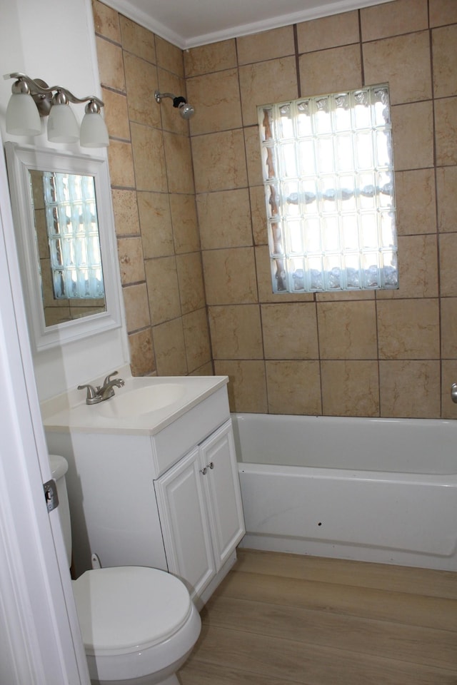 full bath with vanity, shower / bathing tub combination, and toilet