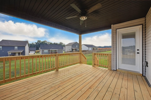 151 Cardinal Crk, Clarksville, TN 37040 - wooden terrace featuring a residential view and a ceiling fan