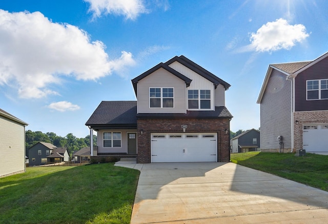 151 Cardinal Crk, Clarksville, TN 37040 - view of front of home featuring brick siding, a garage, driveway, and a front lawn