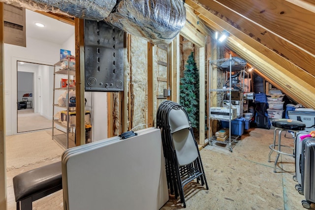 view of unfinished attic