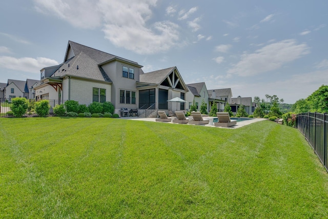 6337 Percheron Ln, Arrington, TN 37014 - back of house with entry steps, a patio area, a residential view, and a shingled roof
