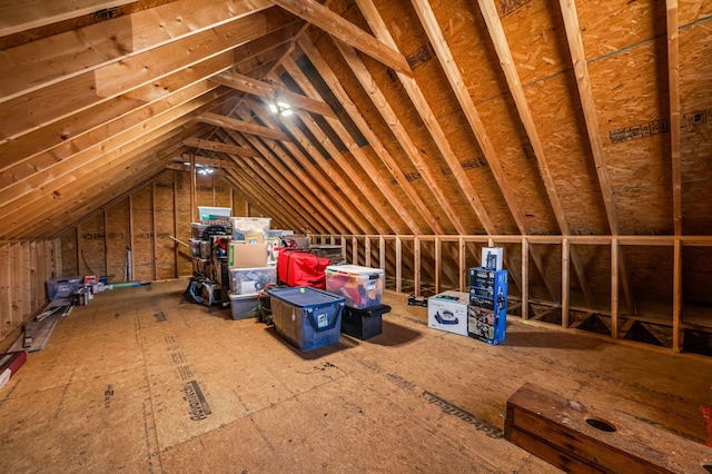 view of unfinished attic
