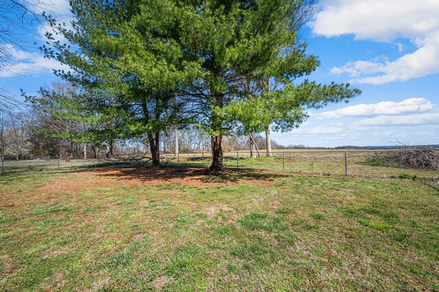 view of yard featuring a rural view and fence