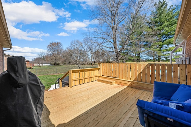 deck with a grill