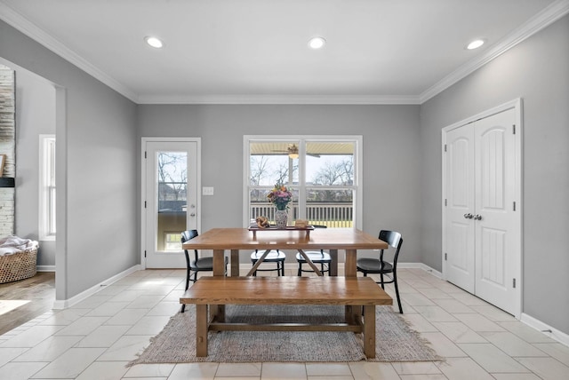 1044 Thrasher Dr, Clarksville, TN 37040 - dining room featuring recessed lighting, baseboards, and ornamental molding
