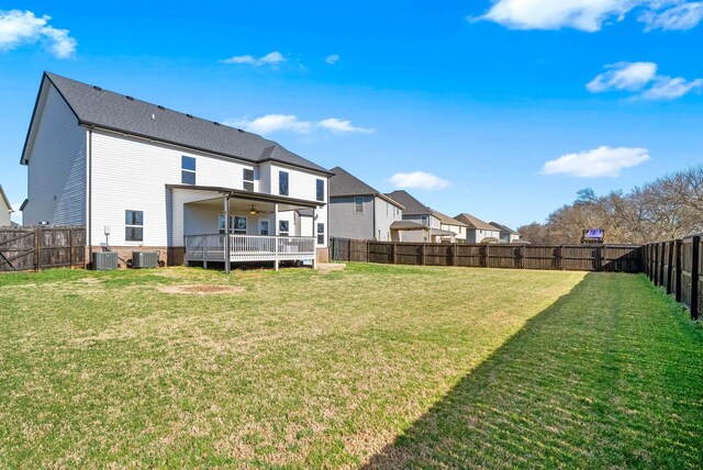 1044 Thrasher Dr, Clarksville, TN 37040 - rear view of house with a yard, a fenced backyard, and cooling unit