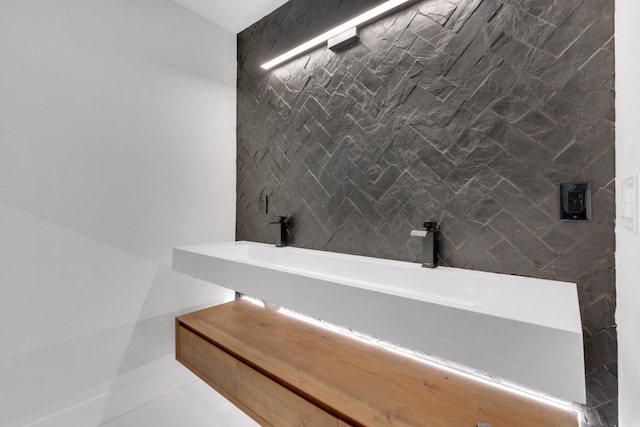 bathroom with a freestanding tub