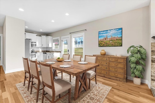 2023 Hillcrest Dr, Greenbrier, TN 37073 - dining space with light wood-style flooring, recessed lighting, and baseboards