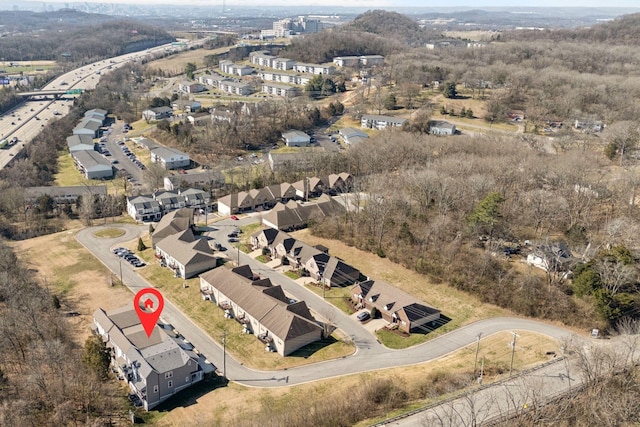 drone / aerial view with a residential view
