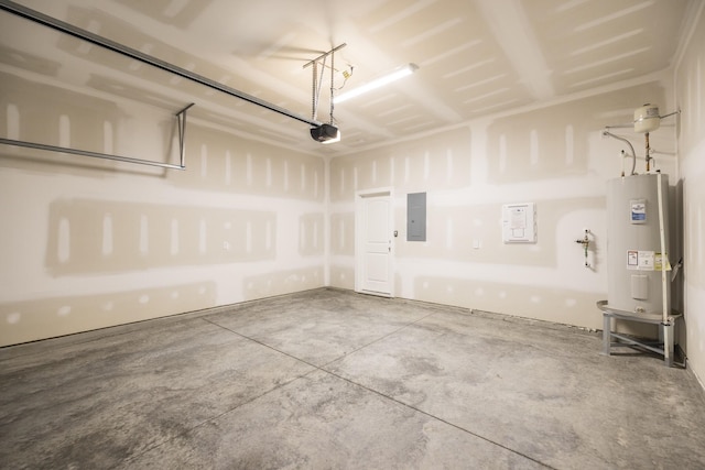 158 Oasis Dr, La Vergne, TN 37086 - garage with water heater, a garage door opener, and electric panel