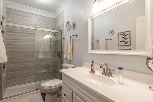 903 Churchill Xing, Madison, TN 37115 - full bathroom with vanity, crown molding, toilet, and a stall shower