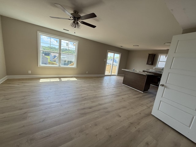 205 Cardinal Crk, Clarksville, TN 37040 - unfurnished living room featuring baseboards, a ceiling fan, and wood finished floors