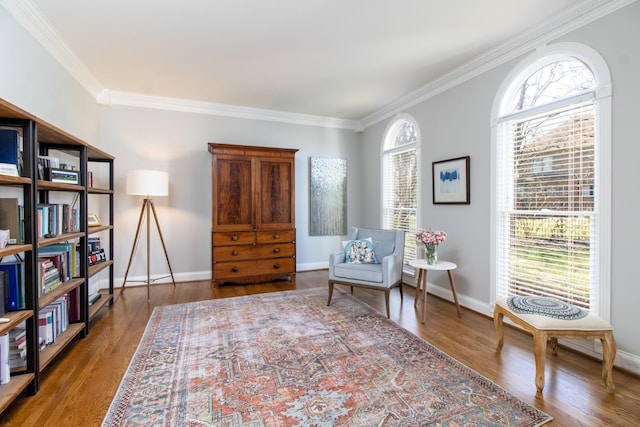 5217 Apple Mill Ct, Brentwood, TN 37027 - sitting room featuring ornamental molding, baseboards, and wood finished floors