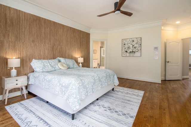5217 Apple Mill Ct, Brentwood, TN 37027 - bedroom featuring crown molding, baseboards, wood finished floors, and ceiling fan