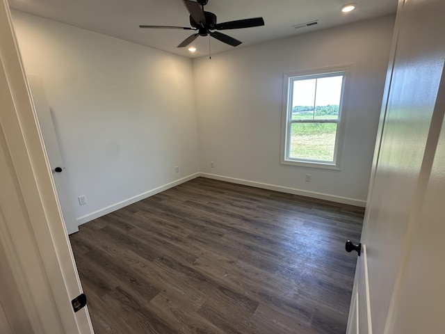 32 Ruth Dr, Elkton, KY 42220 - unfurnished room featuring ceiling fan, dark wood-style floors, and recessed lighting