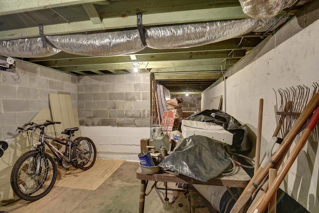 view of unfinished basement
