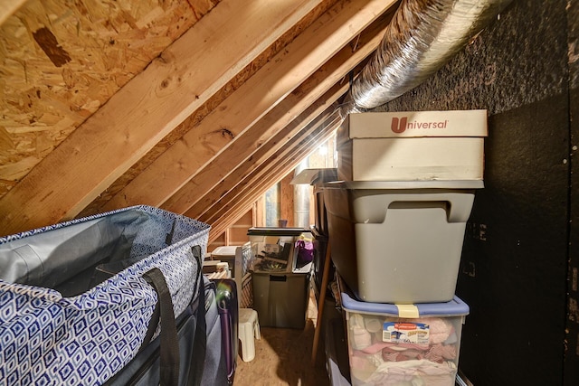 view of unfinished attic