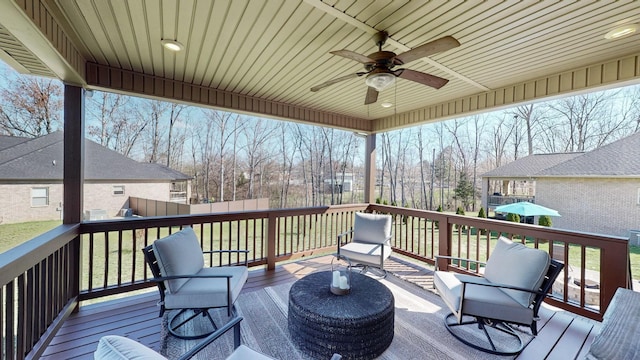 5020 E Mayflower Ct, Greenbrier, TN 37073 - deck featuring ceiling fan