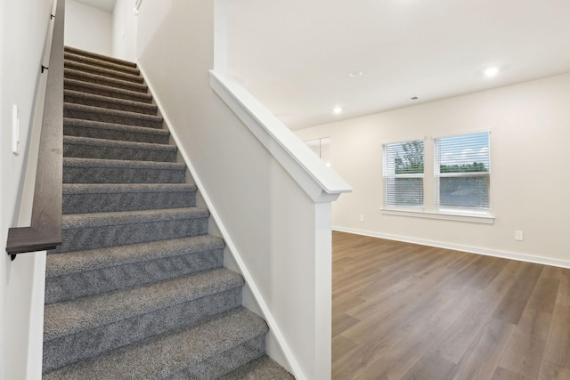 4228 Skyridge Dr, Nashville, TN 37207 - stairs with recessed lighting, baseboards, and wood finished floors