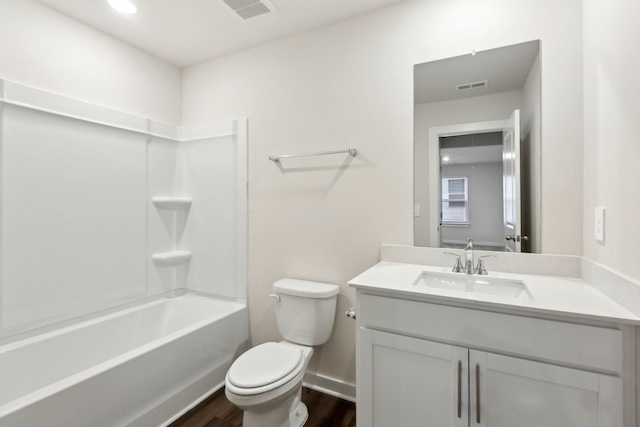 4228 Skyridge Dr, Nashville, TN 37207 - full bathroom with toilet, visible vents, wood finished floors, and vanity