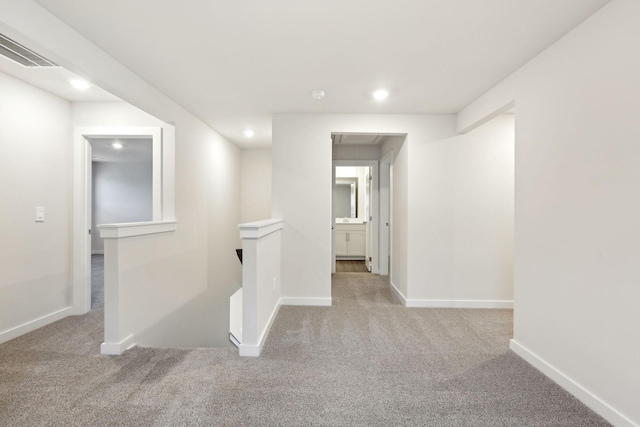 4228 Skyridge Dr, Nashville, TN 37207 - hallway featuring baseboards, an upstairs landing, recessed lighting, and carpet