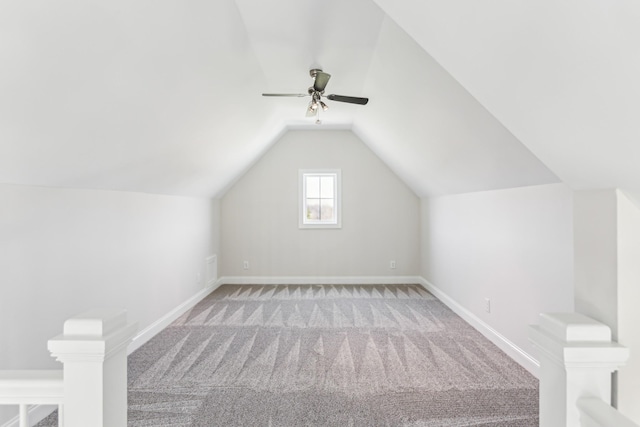 3725 Glen Raven Rd, Cedar Hill, TN 37032 - bonus room with baseboards, a ceiling fan, lofted ceiling, and carpet