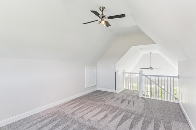 3725 Glen Raven Rd, Cedar Hill, TN 37032 - bonus room with carpet, lofted ceiling, a ceiling fan, and baseboards