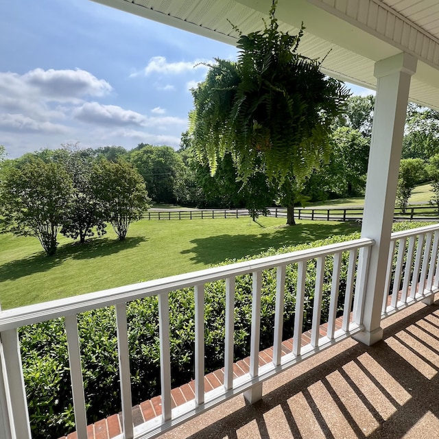 balcony featuring a porch