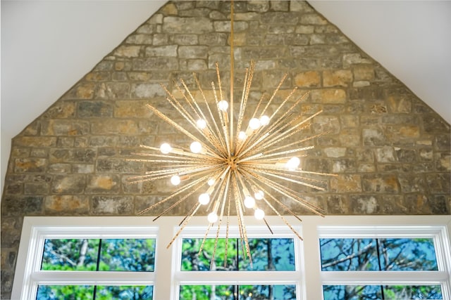 interior details featuring a notable chandelier