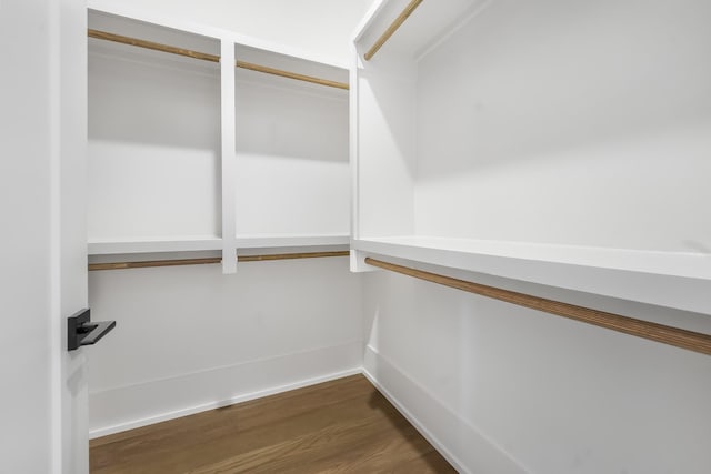 walk in closet featuring wood finished floors