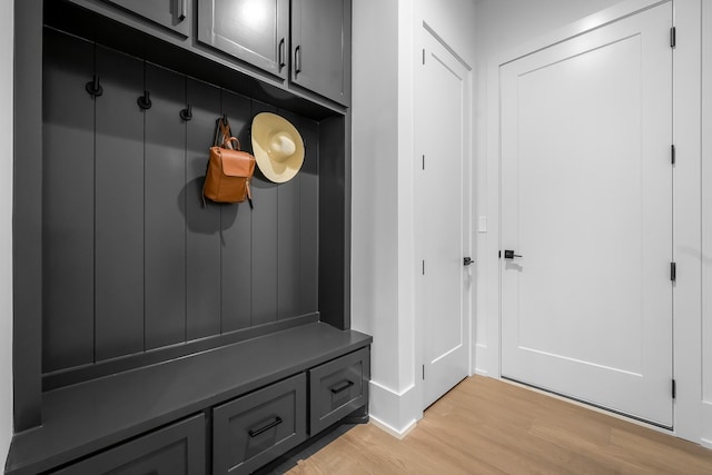 mudroom featuring light wood finished floors