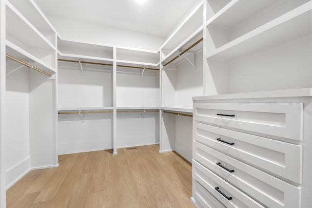 spacious closet with light wood-style flooring