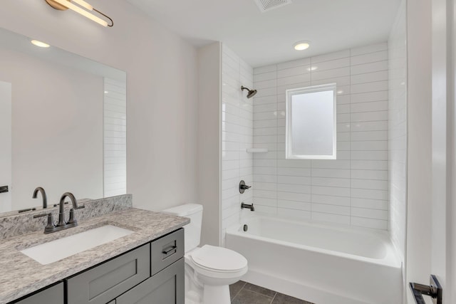 1016 W Kirkland Ave Unit C, Nashville, TN 37216 - bathroom featuring tile patterned floors, visible vents, toilet, shower / washtub combination, and vanity