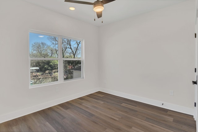 1016 W Kirkland Ave Unit C, Nashville, TN 37216 - spare room featuring recessed lighting, baseboards, dark wood-style floors, and a ceiling fan