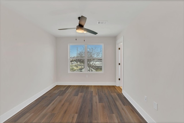 1016 W Kirkland Ave Unit C, Nashville, TN 37216 - spare room featuring visible vents, baseboards, dark wood-type flooring, and ceiling fan