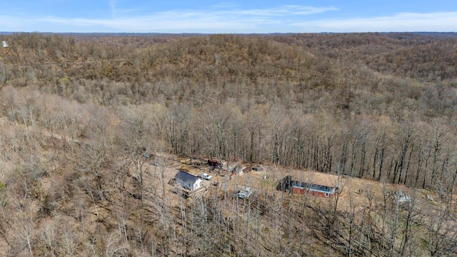 drone / aerial view with a forest view