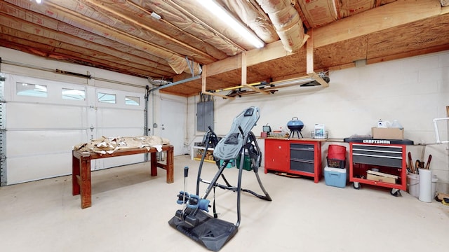 garage featuring electric panel
