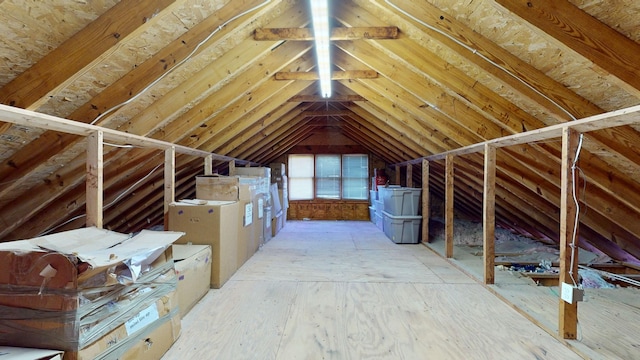 view of unfinished attic