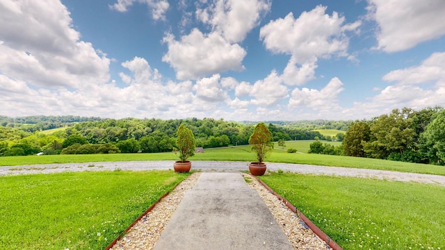 view of yard with a rural view