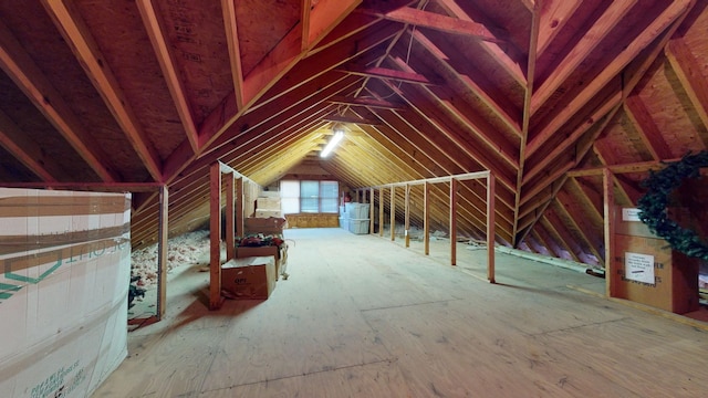 view of unfinished attic