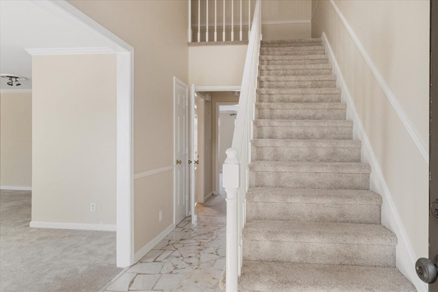 975 General George Patton Rd, Nashville, TN 37221 - staircase with baseboards and marble finish floor
