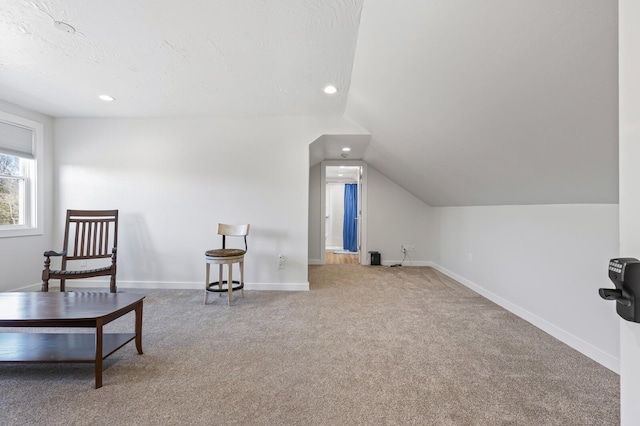 744 Dobbins Pike, Gallatin, TN 37066 - sitting room featuring carpet, vaulted ceiling, baseboards, and recessed lighting