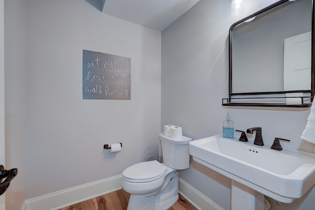 209 Gilchrist S Cir, Nolensville, TN 37135 - bathroom with baseboards, a sink, toilet, and wood finished floors